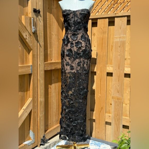 🆕 BRONX & BANCO 🧿 NWOT Jasmine Noir Floral Embroidered Maxi Dress, Sz XS US 2 - Picture 4 of 15